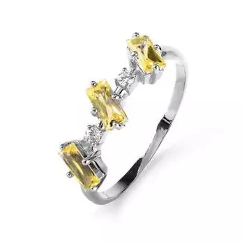 Кольцо с цитринами и фианитами Линии Любви