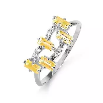 Кольцо с цитринами и фианитами Линии Любви