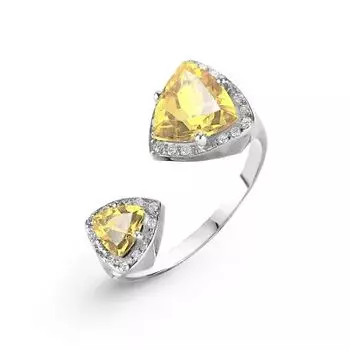 Кольцо с цитринами и фианитами Линии Любви