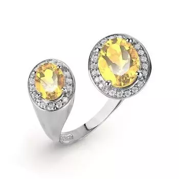 Кольцо с цитринами и фианитами Линии Любви