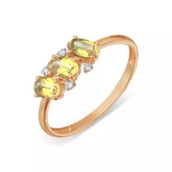 Кольцо с цитринами и фианитами Линии Любви