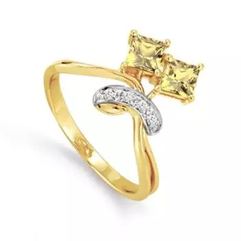 Кольцо с цитринами и фианитами Линии Любви