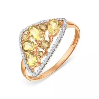 Кольцо с цитринами и фианитами Линии Любви