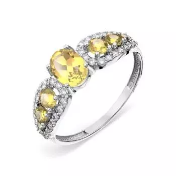 Кольцо с цитринами и фианитами Линии Любви