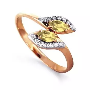 Кольцо с цитринами и фианитами Линии Любви