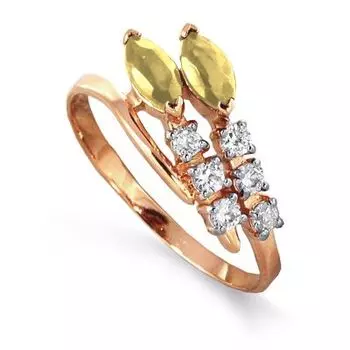 Кольцо с цитринами и фианитами Линии Любви