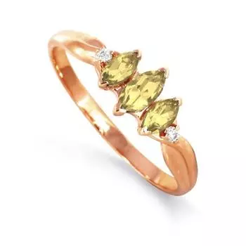 Кольцо с цитринами и фианитами Линии Любви