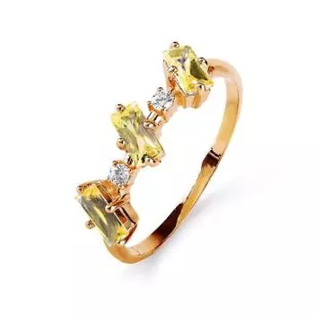 Кольцо с цитринами и фианитами Линии Любви