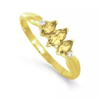 Кольцо с цитринами и фианитами Линии Любви