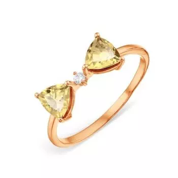Кольцо с цитринами и фианитом Линии Любви