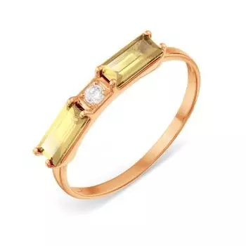 Кольцо с цитринами и фианитом Линии Любви