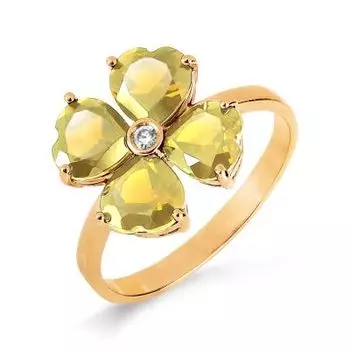 Кольцо с цитринами и фианитом Линии Любви