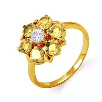 Кольцо с цитринами и фианитом Линии Любви