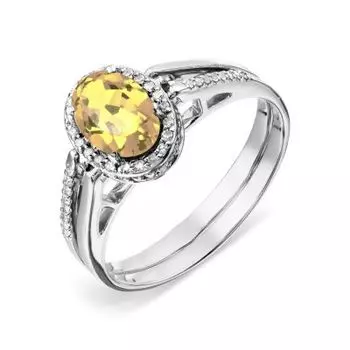 Кольцо с цитрином и бриллиантами Линии Любви
