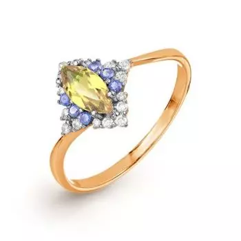 Кольцо с цитрином и фианитами Линии Любви