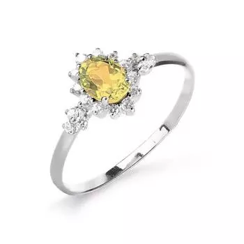 Кольцо с цитрином и фианитами Линии Любви