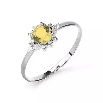 Кольцо с цитрином и фианитами Линии Любви