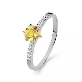 Кольцо с цитрином и фианитами Линии Любви