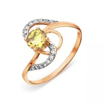 Кольцо с цитрином и фианитами Линии Любви