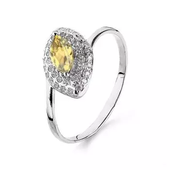 Кольцо с цитрином и фианитами Линии Любви