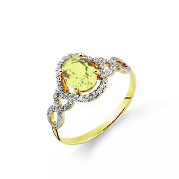 Кольцо с цитрином и фианитами Линии Любви