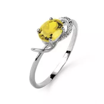 Кольцо с цитрином и фианитами Линии Любви
