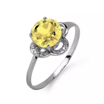 Кольцо с цитрином и фианитами Линии Любви