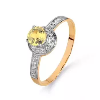 Кольцо с цитрином и фианитами Линии Любви