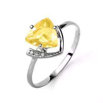 Кольцо с цитрином и фианитами Линии Любви