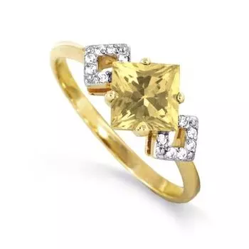 Кольцо с цитрином и фианитами Линии Любви