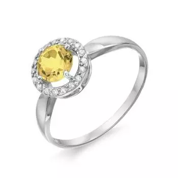 Кольцо с цитрином и фианитами Линии Любви