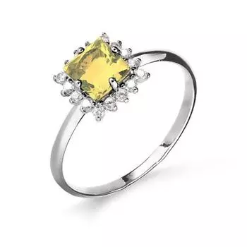 Кольцо с цитрином и фианитами Линии Любви