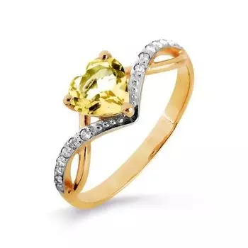 Кольцо с цитрином и фианитами Линии Любви