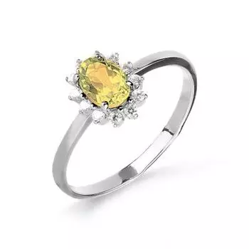 Кольцо с цитрином и фианитами Линии Любви