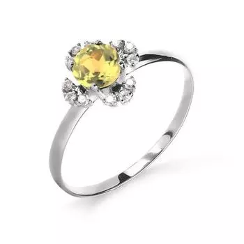 Кольцо с цитрином и фианитами Линии Любви