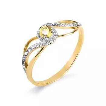 Кольцо с цитрином и фианитами Линии Любви