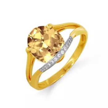 Кольцо с цитрином и фианитами Линии Любви