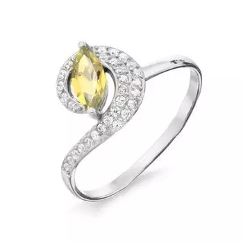 Кольцо с цитрином и фианитами Линии Любви