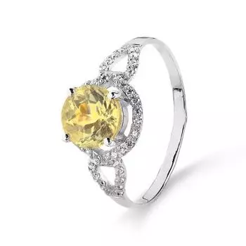 Кольцо с цитрином и фианитами Линии Любви