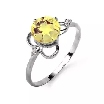 Кольцо с цитрином и фианитами Линии Любви