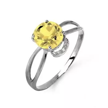 Кольцо с цитрином и фианитами Линии Любви