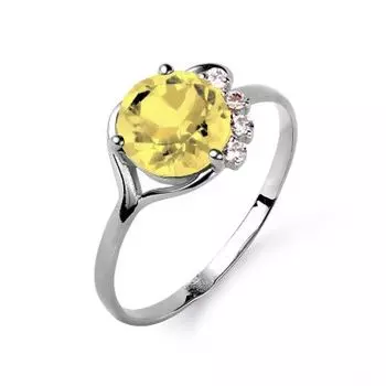 Кольцо с цитрином и фианитами Линии Любви