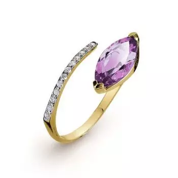 Кольцо с цитрином и фианитами Линии Любви