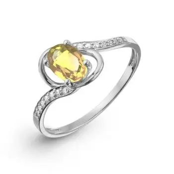 Кольцо с цитрином и фианитами Линии Любви