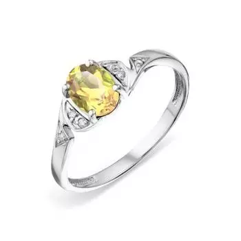 Кольцо с цитрином и фианитами Линии Любви