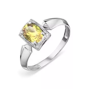 Кольцо с цитрином и фианитами Линии Любви
