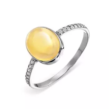 Кольцо с цитрином и фианитами Линии Любви