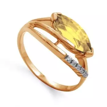 Кольцо с цитрином и фианитами Линии Любви
