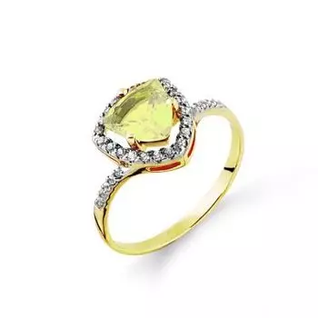 Кольцо с цитрином и фианитами Линии Любви