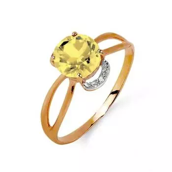 Кольцо с цитрином и фианитами Линии Любви